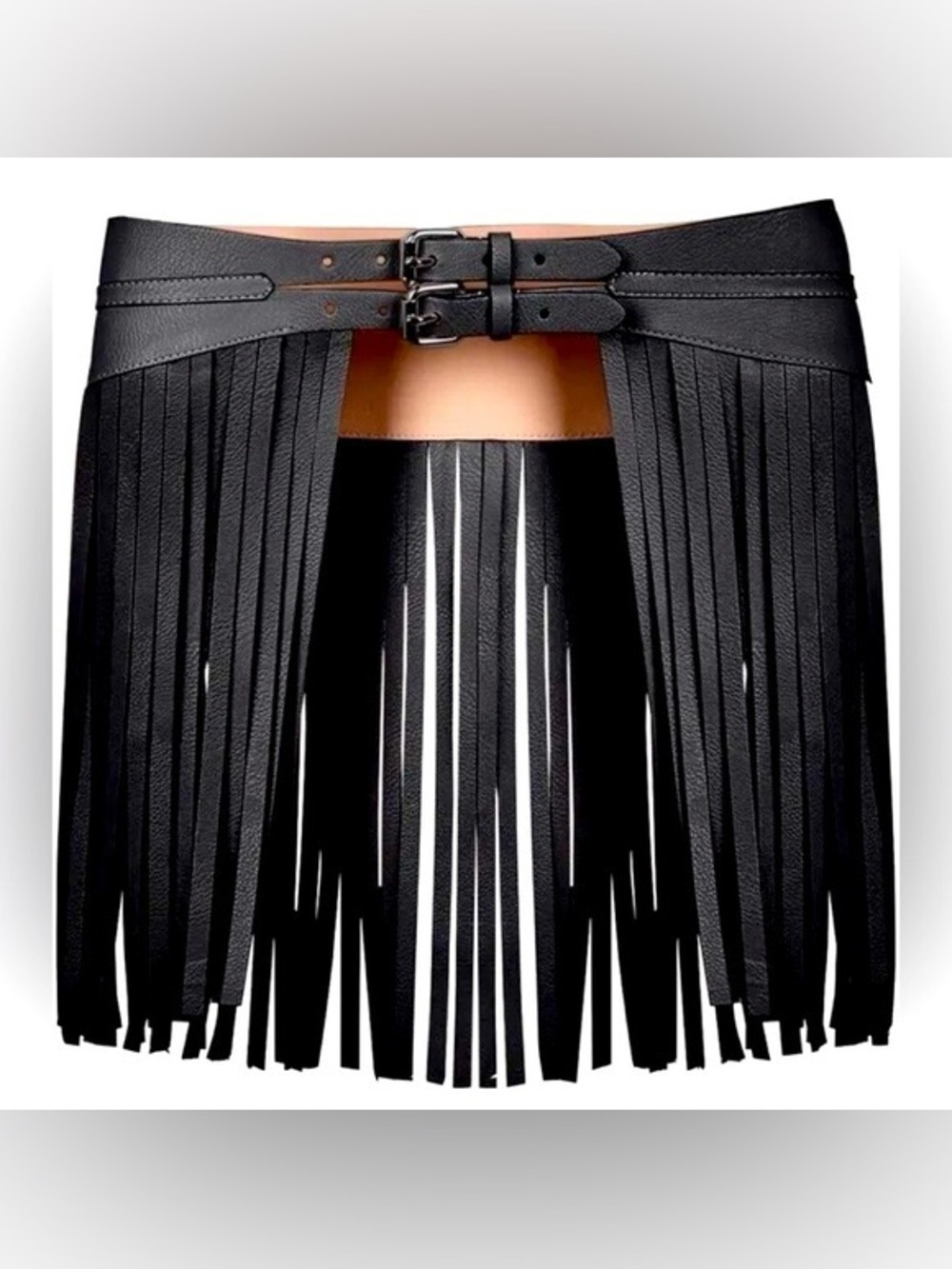 BCBGmaxazria Chunky Fringe Waist Belt - Black Small